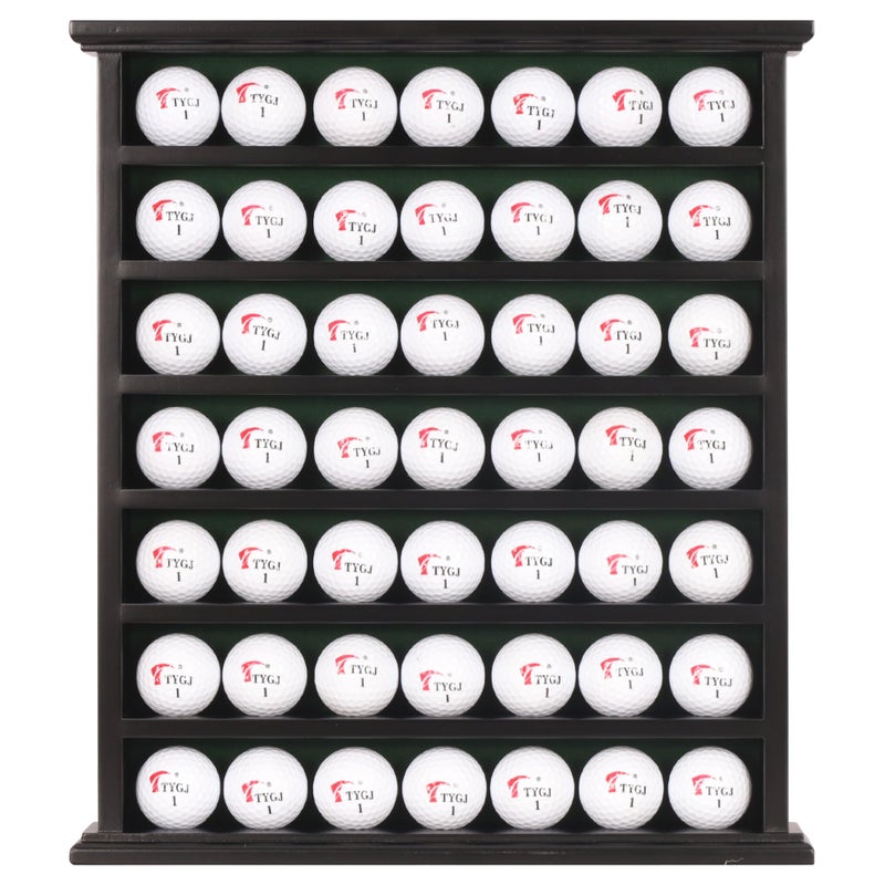 DisplayGifts Golf Gift 49-Golf Ball Display Case Cabinet Rack, No Door Open Rack Black Finish Frame - Image 2